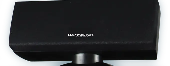 Bannister 8800 Elite Series center channel - Plate III, horizontal dialogue speaker on its table stand